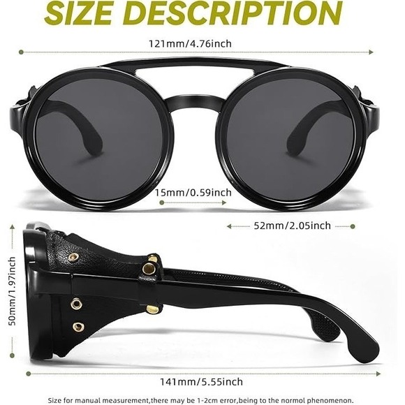 Women Sunglasses Luxury Round Side Shield‎ Hipster Designer Cyber Shades Lentes - Picture 8 of 8